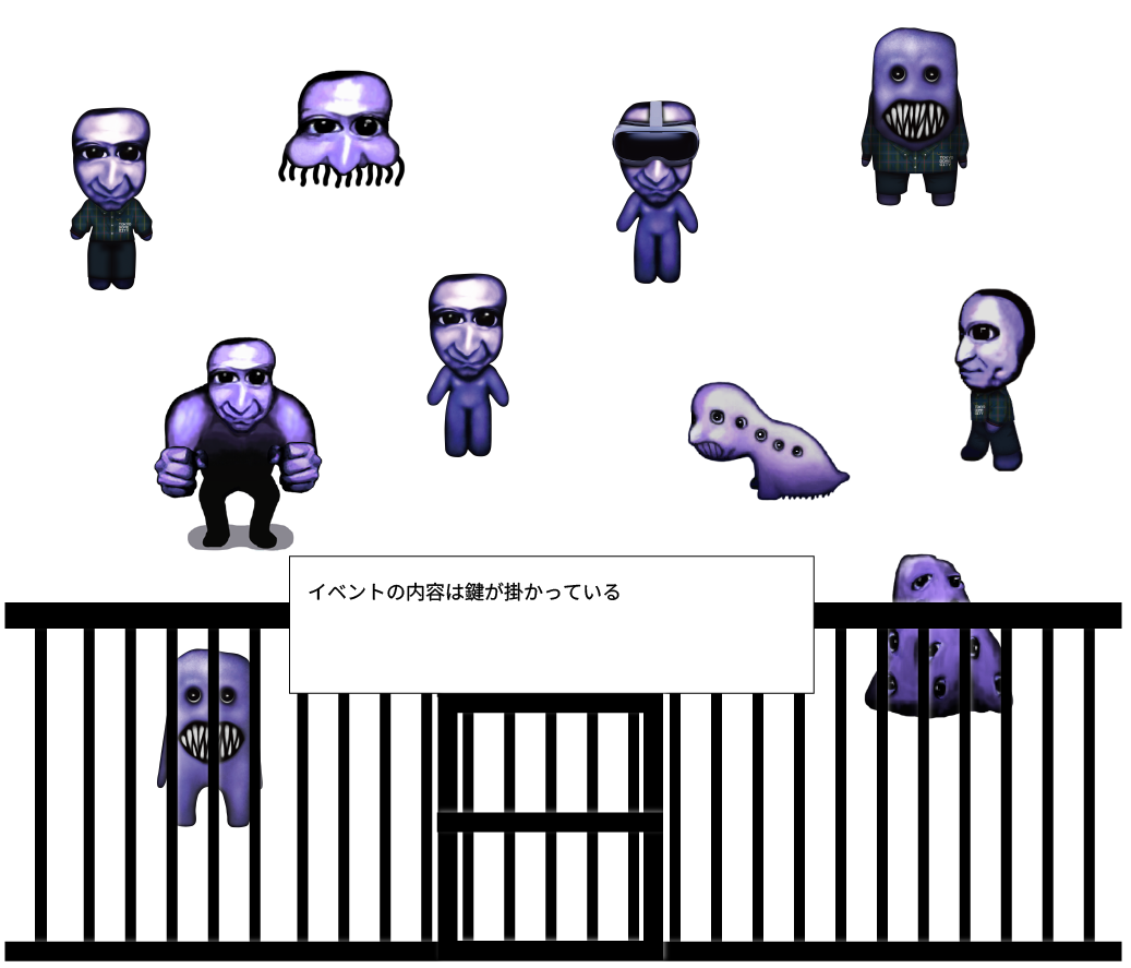 畫面上有各種藍鬼